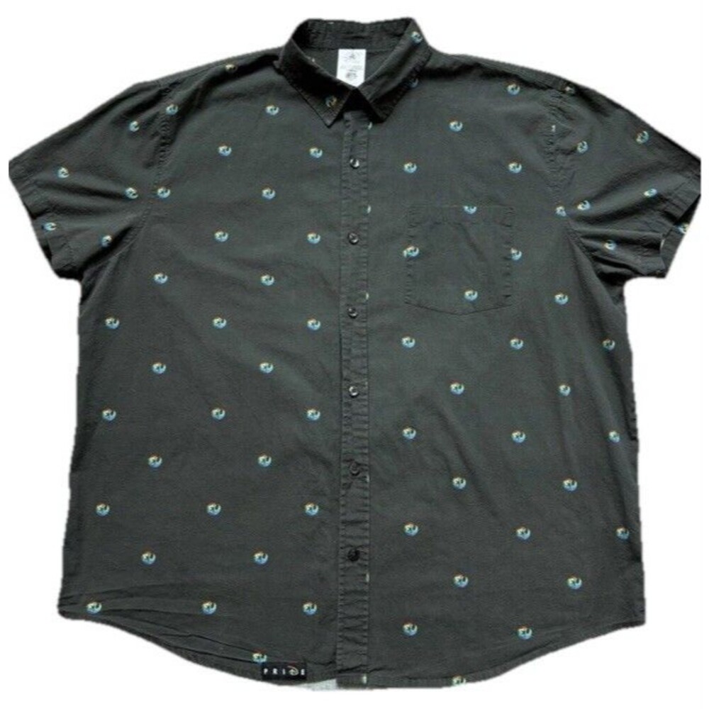 DISNEY STAR WARS PRIDE Woven Camp Button Down Shirt Rainbow SZ S Short Sleeve